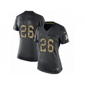 Women's Nike Atlanta Falcons #26 Tevin Coleman Limited Black 2016 Salute to Service NFL Jersey