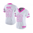 Women's Nike Atlanta Falcons #27 Damontae Kazee Limited White-Pink Rush Fashion NFL Jersey