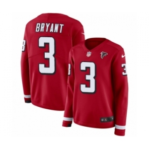 Women's Nike Atlanta Falcons #3 Matt Bryant Limited Red Therma Long Sleeve NFL Jersey