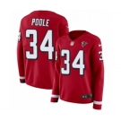 Women's Nike Atlanta Falcons #34 Brian Poole Limited Red Therma Long Sleeve NFL Jersey