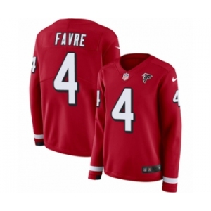 Women's Nike Atlanta Falcons #4 Brett Favre Limited Red Therma Long Sleeve NFL Jersey