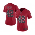 Women's Nike Atlanta Falcons #42 Duke Riley Limited Red Rush Vapor Untouchable NFL Jersey