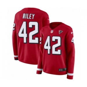 Women's Nike Atlanta Falcons #42 Duke Riley Limited Red Therma Long Sleeve NFL Jersey