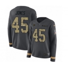 Women's Nike Atlanta Falcons #45 Deion Jones Limited Black Salute to Service Therma Long Sleeve NFL Jersey