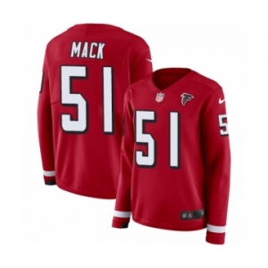 Women's Nike Atlanta Falcons #51 Alex Mack Limited Red Therma Long Sleeve NFL Jersey