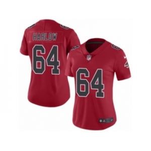 Women's Nike Atlanta Falcons #64 Sean Harlow Limited Red Rush NFL Jersey