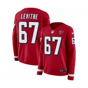 Women's Nike Atlanta Falcons #67 Andy Levitre Limited Red Therma Long Sleeve NFL Jersey