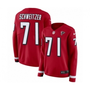 Women's Nike Atlanta Falcons #71 Wes Schweitzer Limited Red Therma Long Sleeve NFL Jersey