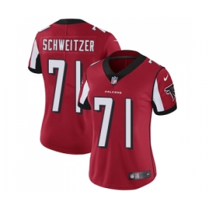 Women's Nike Atlanta Falcons #71 Wes Schweitzer Red Team Color Vapor Untouchable Limited Player NFL Jersey