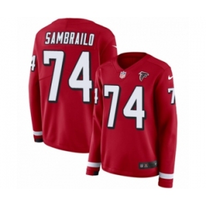 Women's Nike Atlanta Falcons #74 Ty Sambrailo Limited Red Therma Long Sleeve NFL Jersey