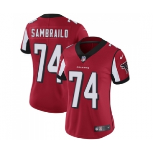 Women's Nike Atlanta Falcons #74 Ty Sambrailo Red Team Color Vapor Untouchable Limited Player NFL Jersey