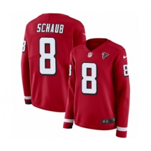 Women's Nike Atlanta Falcons #8 Matt Schaub Limited Red Therma Long Sleeve NFL Jersey