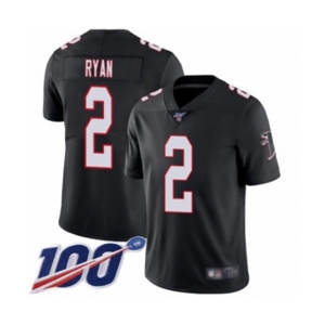 Youth Atlanta Falcons #2 Matt Ryan Black Alternate Vapor Untouchable Limited Player 100th Season Football Jersey