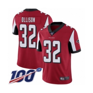 Youth Atlanta Falcons #32 Qadree Ollison Red Team Color Vapor Untouchable Limited Player 100th Season Football Jersey