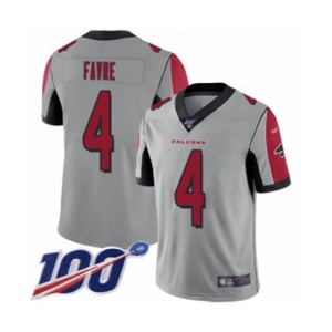 Youth Atlanta Falcons #4 Brett Favre Limited Silver Inverted Legend 100th Season Football Jersey