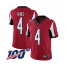 Youth Atlanta Falcons #4 Brett Favre Red Team Color Vapor Untouchable Limited Player 100th Season Football Jersey