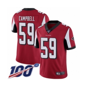 Youth Atlanta Falcons #59 De'Vondre Campbell Red Team Color Vapor Untouchable Limited Player 100th Season Football Jersey