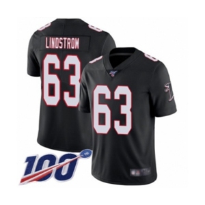 Youth Atlanta Falcons #63 Chris Lindstrom Black Alternate Vapor Untouchable Limited Player 100th Season Football Jersey