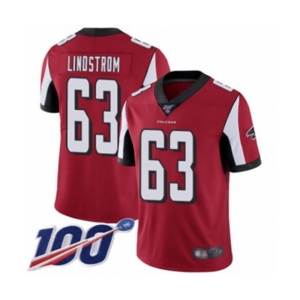 Youth Atlanta Falcons #63 Chris Lindstrom Red Team Color Vapor Untouchable Limited Player 100th Season Football Jersey