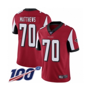 Youth Atlanta Falcons #70 Jake Matthews Red Team Color Vapor Untouchable Limited Player 100th Season Football Jersey