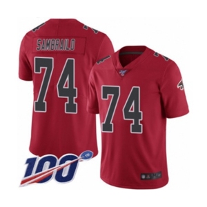 Youth Atlanta Falcons #74 Ty Sambrailo Limited Red Rush Vapor Untouchable 100th Season Football Jersey