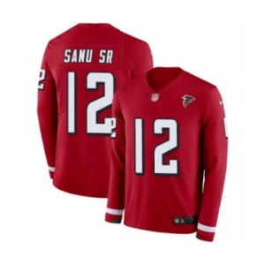 Youth Nike Atlanta Falcons #12 Mohamed Sanu Limited Red Therma Long Sleeve NFL Jersey