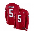 Youth Nike Atlanta Falcons #5 Matt Bosher Limited Red Therma Long Sleeve NFL Jersey