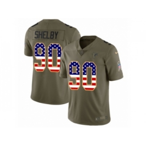 Youth Nike Atlanta Falcons #90 Derrick Shelby Limited Olive USA Flag 2017 Salute to Service NFL Jersey