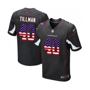 Men's Arizona Cardinals #40 Pat Tillman Elite Black Alternate USA Flag Fashion Football Jersey