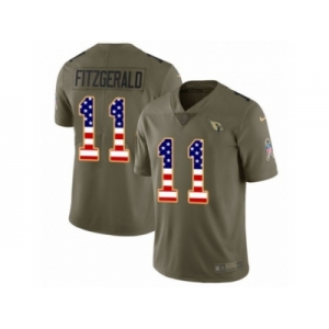 Men Nike Arizona Cardinals #11 Larry Fitzgerald Limited Olive USA Flag 2017 Salute to Service NFL Jersey