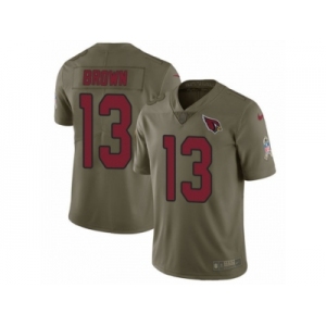 Men Nike Arizona Cardinals #13 Jaron Brown Limited Olive 2017 Salute to Service NFL Jersey