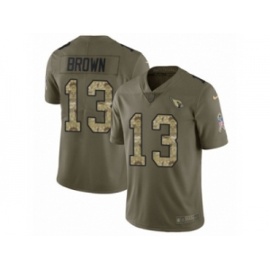 Men Nike Arizona Cardinals #13 Jaron Brown Limited Olive Camo 2017 Salute to Service NFL Jersey