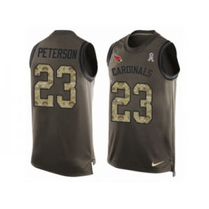 Men Nike Arizona Cardinals #23 Adrian Peterson Limited Green Salute to Service Tank Top NFL Jersey