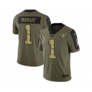 Men's Arizona Cardinals #1 Kyler Murray 2021 Olive Camo Salute To Service Limited Stitched Football Jersey