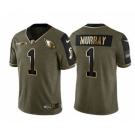 Men's Arizona Cardinals #1 Kyler Murray 2021 Olive Golden Salute To Service Limited Stitched Football Jersey