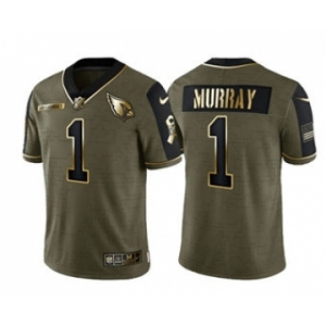 Men's Arizona Cardinals #1 Kyler Murray 2021 Olive Golden Salute To Service Limited Stitched Football Jersey