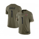 Men's Arizona Cardinals #1 Kyler Murray 2022 Olive Salute To Service Limited Stitched Jersey