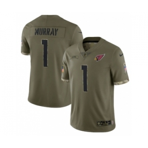 Men's Arizona Cardinals #1 Kyler Murray 2022 Olive Salute To Service Limited Stitched Jersey