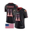 Men's Arizona Cardinals #11 Larry Fitzgerald Limited Black Rush USA Flag Football Jersey