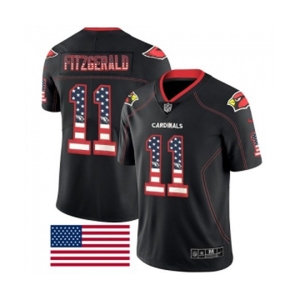 Men's Arizona Cardinals #11 Larry Fitzgerald Limited Black Rush USA Flag Football Jersey