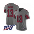 Men's Arizona Cardinals #13 Kurt Warner Limited Silver Inverted Legend 100th Season Football Jersey