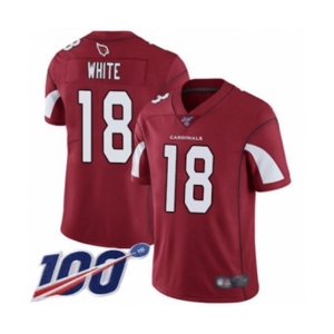 Men's Arizona Cardinals #18 Kevin White Red Team Color Vapor Untouchable Limited Player 100th Season Football Jersey