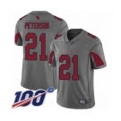 Men's Arizona Cardinals #21 Patrick Peterson Limited Silver Inverted Legend 100th Season Football Jersey