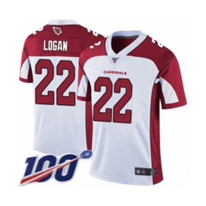 Men's Arizona Cardinals #22 T. J. Logan White Vapor Untouchable Limited Player 100th Season Football Jersey