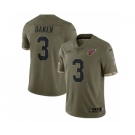 Men's Arizona Cardinals #3 Budda Baker 2022 Olive Salute To Service Limited Stitched Jersey