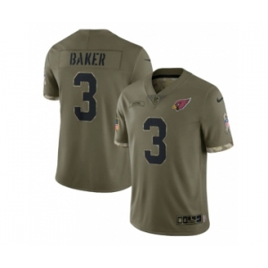 Men's Arizona Cardinals #3 Budda Baker 2022 Olive Salute To Service Limited Stitched Jersey