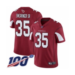 Men's Arizona Cardinals #35 D.J. Swearinger SR Red Team Color Vapor Untouchable Limited Player 100th Season Football Jersey