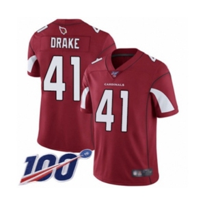 Men's Arizona Cardinals #41 Kenyan Drake Red Team Color Vapor Untouchable Limited Player 100th Season Football Jersey