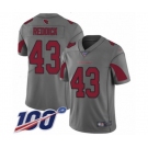 Men's Arizona Cardinals #43 Haason Reddick Limited Silver Inverted Legend 100th Season Football Jersey