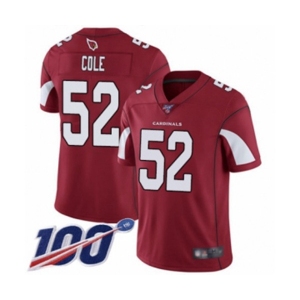 Men's Arizona Cardinals #52 Mason Cole Red Team Color Vapor Untouchable Limited Player 100th Season Football Jersey